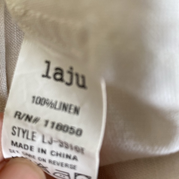 Cute Women’s Laju White Flowy 100% Linen Off the Shoulder Blouse Top Sz M - Picture 5 of 5